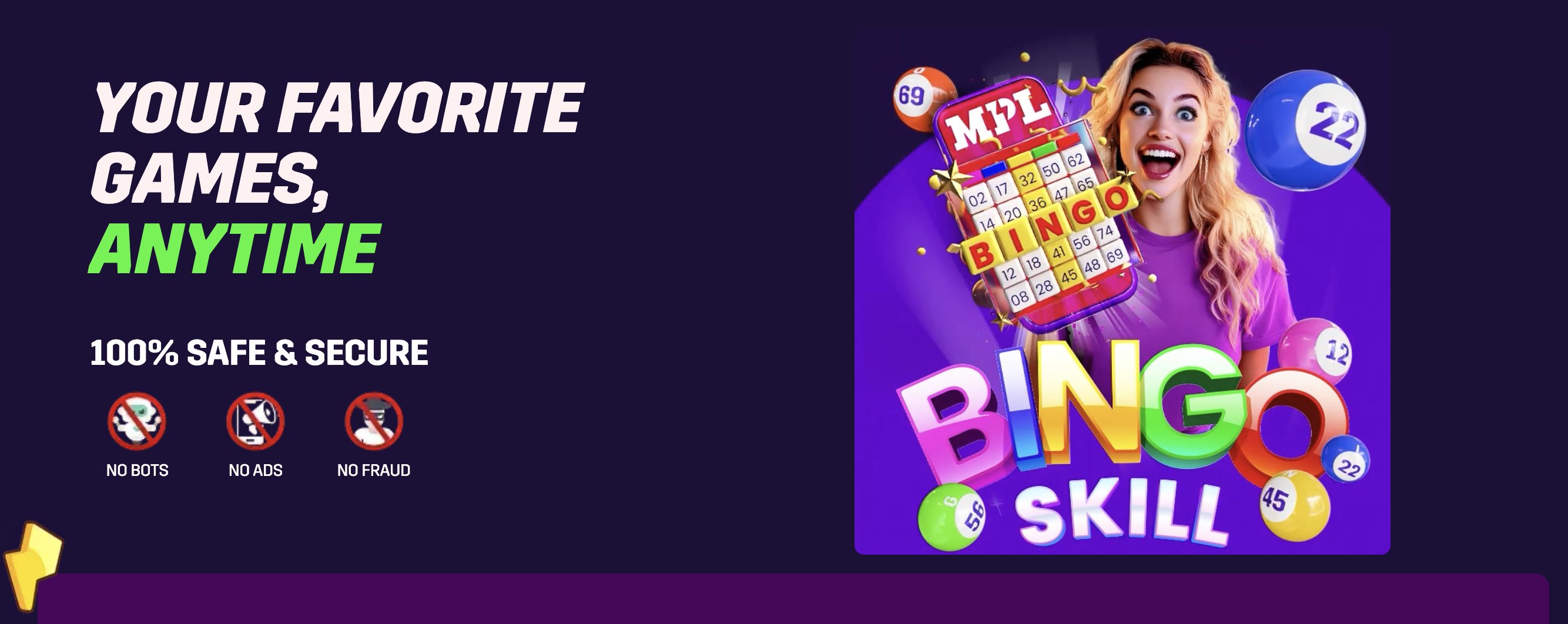 MPL mobile gaming platform hero banner play real money games anytime